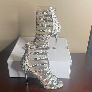 Aldo Black and White Snakeskin Heels